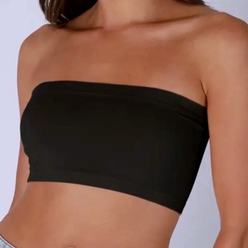 Full Tilt Black Seamless Bandeau Tube Top One Size Stretch Layering Basic